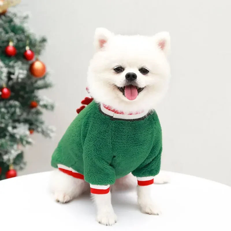 the YULEPAW WINTER COAT - Dog Christmas Clothes, Winter Warm Pet Clothes for Small/Medium Dogs, Elk Santa Claus Dog/Cats Coat Hoodies, Christmas Dogs Costume