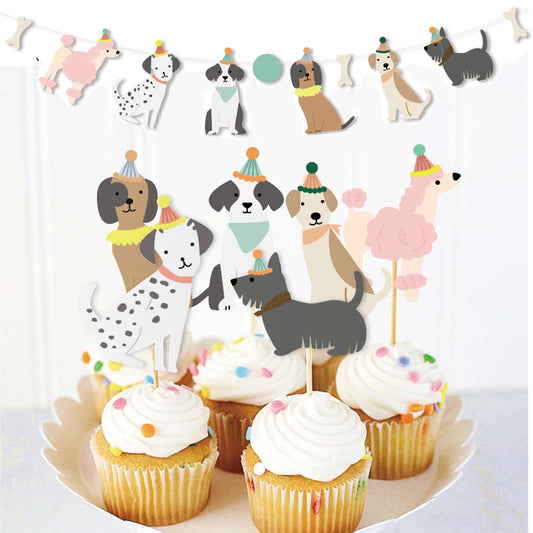 Pet Dog Cupcake Toppers Pet Dog Themed Birthday Party Supplies Dog Face Cake Toppers Puppy Theme Birthday Party Decoration