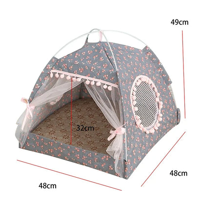 the DAINTY DOGHOUSE - Pet Dog/Cat Tent, Summer Cave Hut Cat/Dog, Sleep House for Kitten/Puppy, Playpen Cage Basket Kennel, Small Doghouse Bed Chihuahua