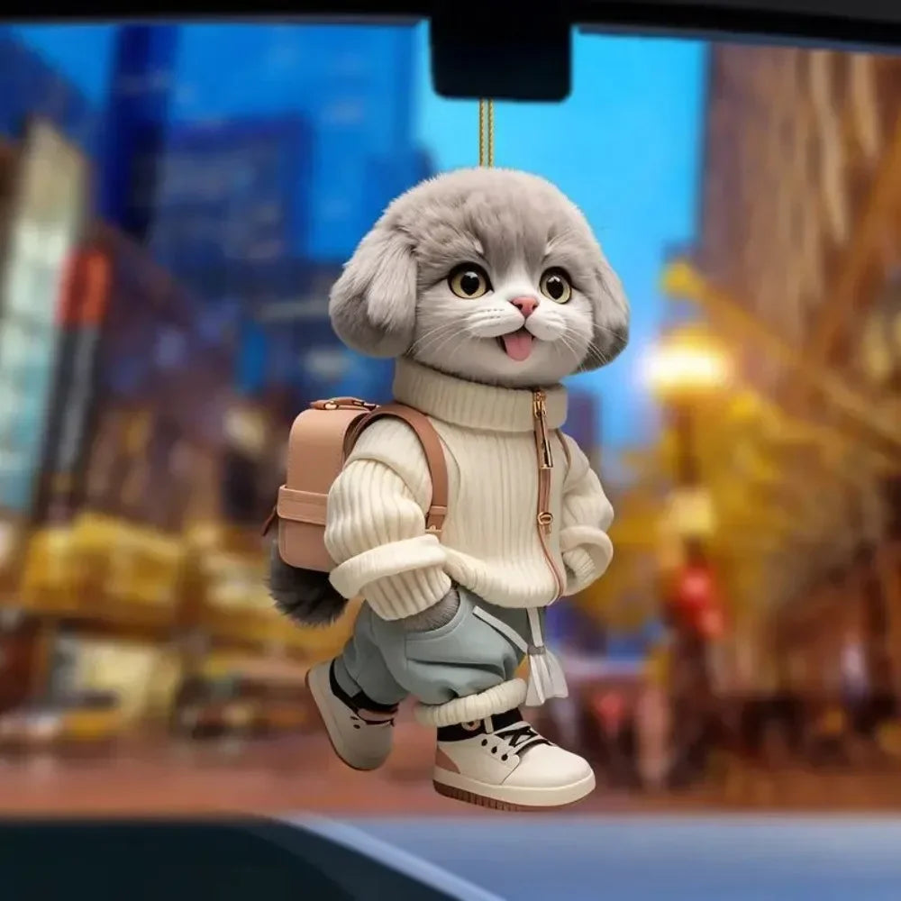 Selling Cute Expressions Yorkshire Terrier 2D Flat Acrylic Pendant Keychain,York Puppy Yorkie Dog Ornament,Decor for Car,Wallet