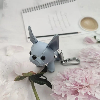 Kawaii Cute Chubby Leather Keychain French Bulldog Charm Dog Dolls Bag Hanging Exquisite Dog Pendant Friend