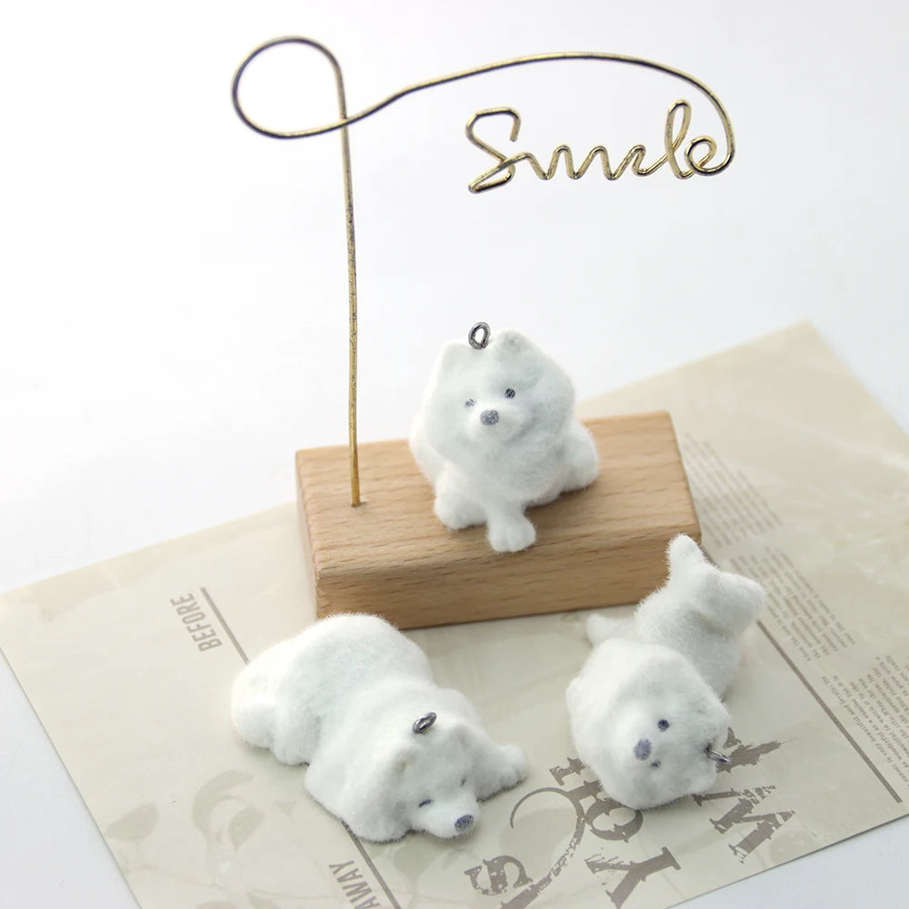 21Pcs 3D Flocking Resin Charms Cartoon Animal Dog Pendants for Necklaces Bracelets Keychain Making DIY Jewelry Accessories