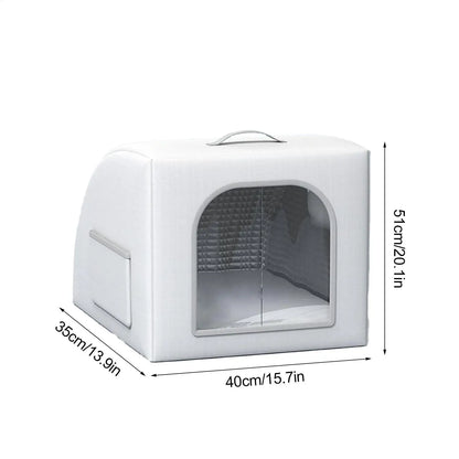 the COOLING CAVE - Doghouse with Cooling, Foldable Pet Cooling Shelter for Dogs/Cats with 8 Ice Bags, Doghouse for Farm, Backyard, Living Room, Front Door