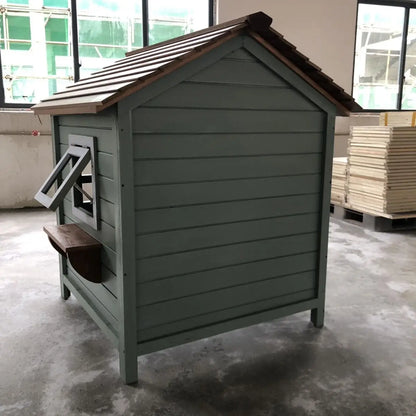 the CUTESY COTTAGE - Large Solid Wood Kennel, Outdoor Waterproof and Cold-Resistant Warm Doghouse, Pet Dog Cage, Dog Villa Four Seasons Pet Rainproof