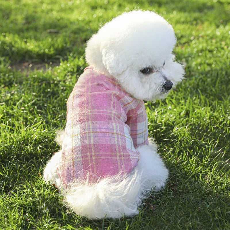 Summer Pet Shirt British Style Plaid Dog Vest Clothes For Small Dogs Chihuahua Cotton Puppy Shirts