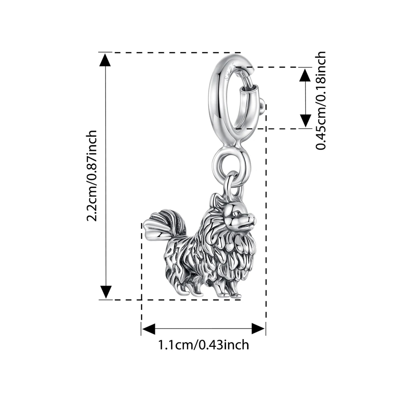 WOSTU 925 Sterling Silver Pet Dog Charm Pomeranian Pendant Yorkshire Terrier Locket Cute Original Fit for Women Bracelet DIY