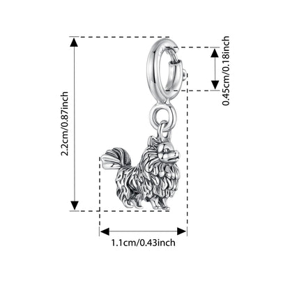WOSTU 925 Sterling Silver Pet Dog Charm Pomeranian Pendant Yorkshire Terrier Locket Cute Original Fit for Women Bracelet DIY