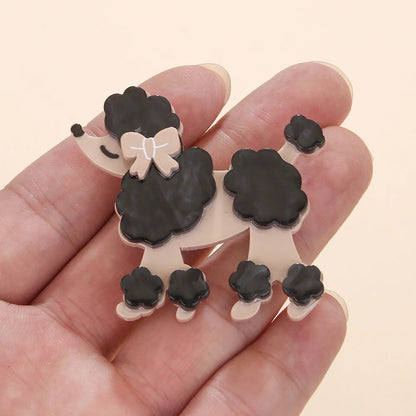 Pets Dog Pin Brooch Vintage Design Acrylic Dog Poodle Brooch for Teens Girls Women Handmade Lovely Animal Dog Brooch Jewelry