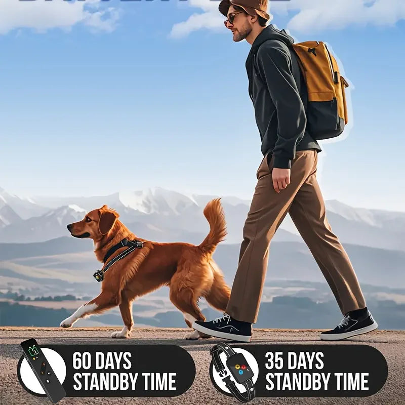 the DOG TRAINER - 1000m Electric Dog Training Collar, Pet Remote Control Type-C Backlight Display Shock Vibration Sound Collar with Security Lock