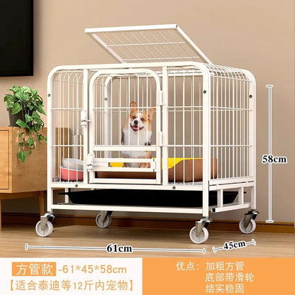 Heavy Duty Dog Cage Large Medium Pet Cage with Toilet Full Square Tube Indoor Dog House