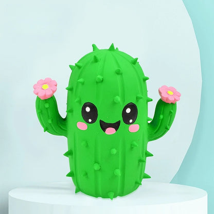 the CACTUS CRUNCH CHEW TOY - Cute Cactus Squeaky Pet Dog Interactive Chew Toy, Puppy Bite Resistant Thorn Tooth Cleaning Toy, Molar Chew Toys for Dogs, Supplies