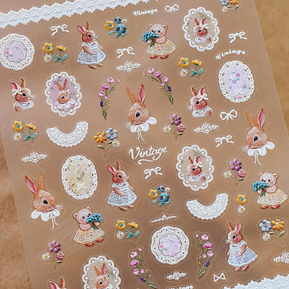 Colorful Balloon Cute Puppy Flower Cherry Bowknot Love Happy Dog Animal Self Adhesive Nail Art Sticker Decoration Manicure Decal
