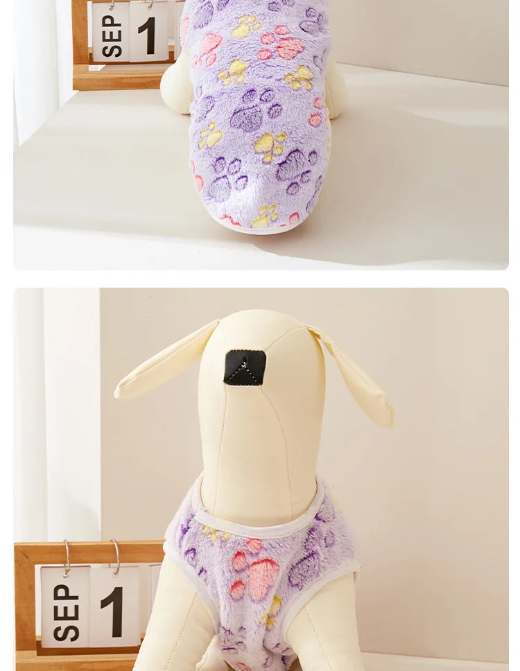 Printed Clothing for Small Cats Dogs Warm Soft Fleece Costume Clothes Outfits Pet Dog Cat Coat Jackets