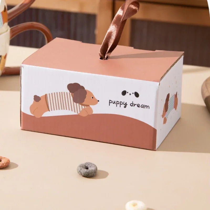 300ML Ceramic Mug Cartoon Cup Cute Puppy Pattern Coffee Cup Juice Breakfast Milk Oats Mug Yogurt Office Student Drinkware Gift