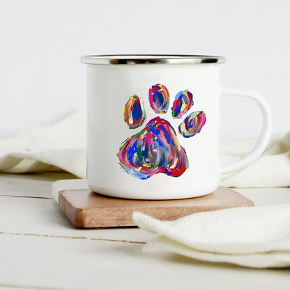 Funny Dachshund Print Creative Enamel Mug Coffee Wine Mugs Cartoon Dogs Paw Party Drink Beer Juice Milk Cups Gifts for Lover Dog