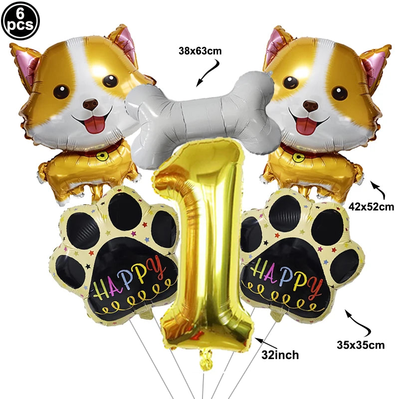 Dog Balloon Corgi Husky Puppy Foil Balloon Dog Paw Ballon Paw Print Balloons Dog Balloon for Puppy Birthday Decorations Supplies