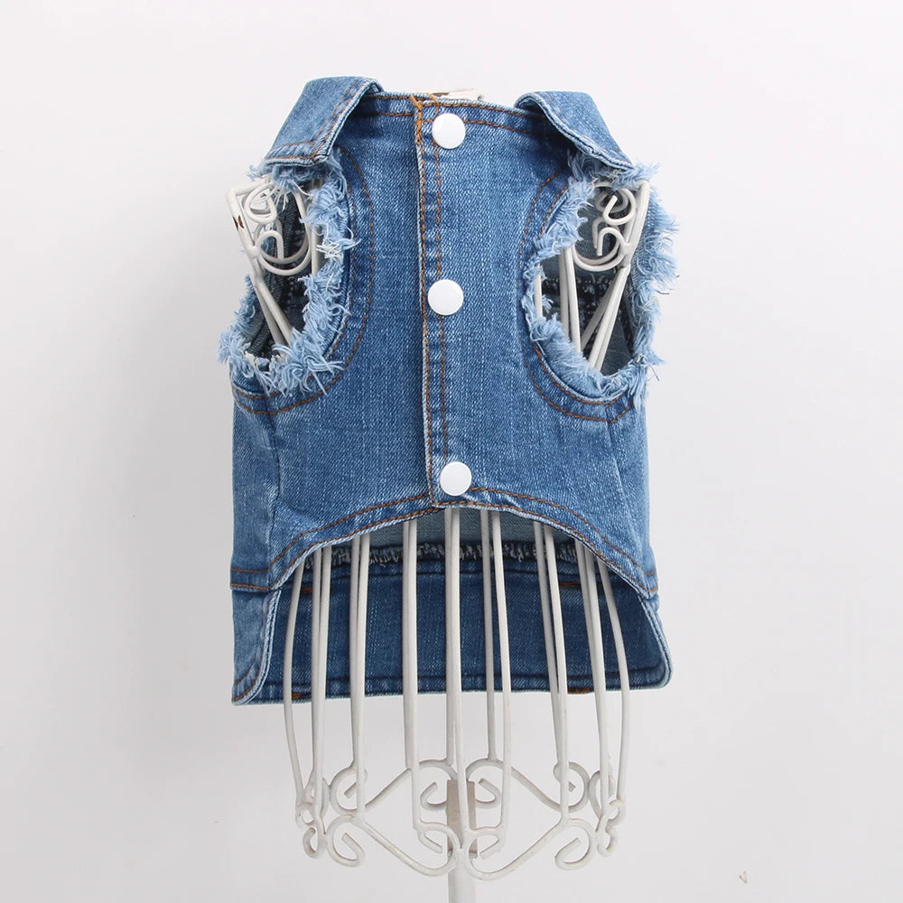 Dogs and Cats Jeans Coat Jacket Towable Denim Vest Cat Puppy Spring/Autumn Clothes Apparel