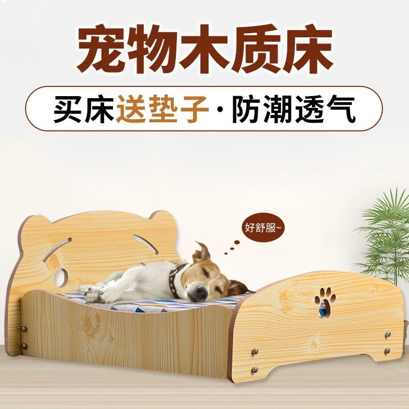 Removable Washable Four-season Universal Princess Nest Pet Dog Wooden Bed with Cushion Nest Teddy Medium and Small Dog Cat Bed