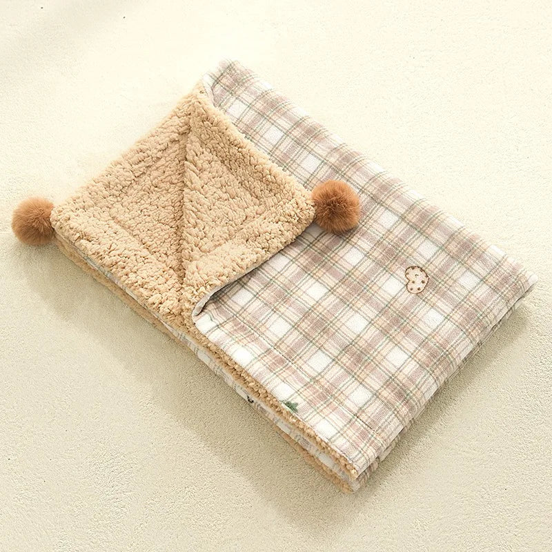 2pcs/set New Style Pet Sleeping Pad Winter Dog Blanket Cat Cushion Universal Comfortable Dog Quilt with Pillow Pet Supplies