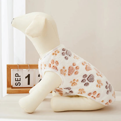 Flannel Dog Clothes Pet Clothes for Small Medium Dogs Soft Puppy Vest Cute Paw Print Chihuahua Coat Yorkshire Vest Pet Costume