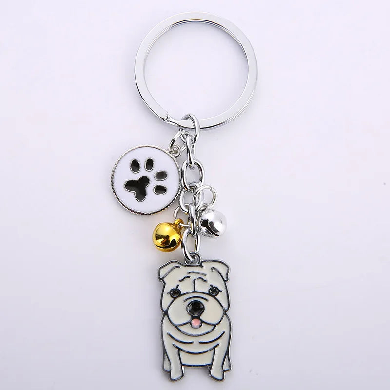 New Popular Cute Metal Dog Key Chain Car For Women Pendant Pet Dog Bell Keychains Jewelry Car Key Ring Party Gift K5222