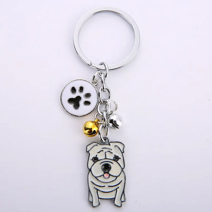 New Popular Cute Metal Dog Key Chain Car For Women Pendant Pet Dog Bell Keychains Jewelry Car Key Ring Party Gift K5222