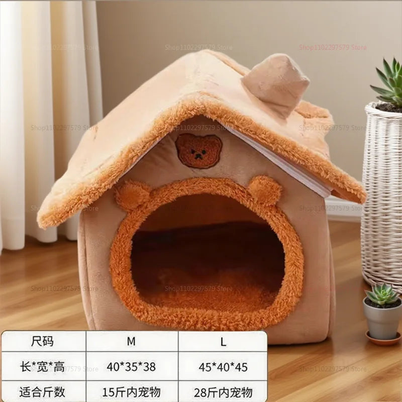Enclosed Kennel with Dirt Resistance Durable Comfortable Cat House Villa Detachable Washable for All Seasons Indoor Outdoor Use