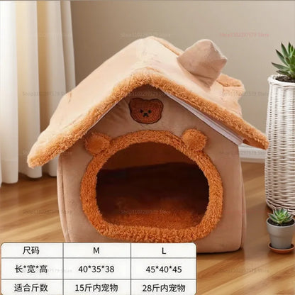 Enclosed Kennel with Dirt Resistance Durable Comfortable Cat House Villa Detachable Washable for All Seasons Indoor Outdoor Use