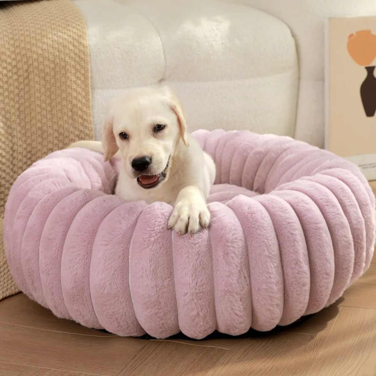 Home Plush Pet Nest Winter Cat Dog Bed Warm Detachable and Washable Round Cat Nest Pet Bed Seasonal Universal Decoration