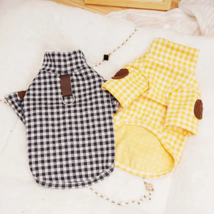 Soft Cotton Pet Dog Clothes Warm Dog Plaid Shirt Luxury Puppy Pullover Autumn Cat Shirt Cute Solid Pet Costume Chihuahua Clothes