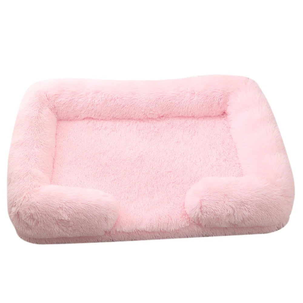 Full Filling Medium Dog Bed Half Surround Large Dog Sofa Soft Square Cat Bed Kennel Plush Puppy Nest House Accessories