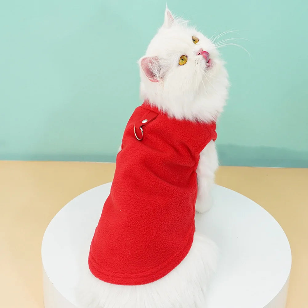 Pet Fleece Vest with Soft and Warm Fleece Sleeveless Design Unconstrained Forelimbs Autumn and Winter Warm Pet Clothing