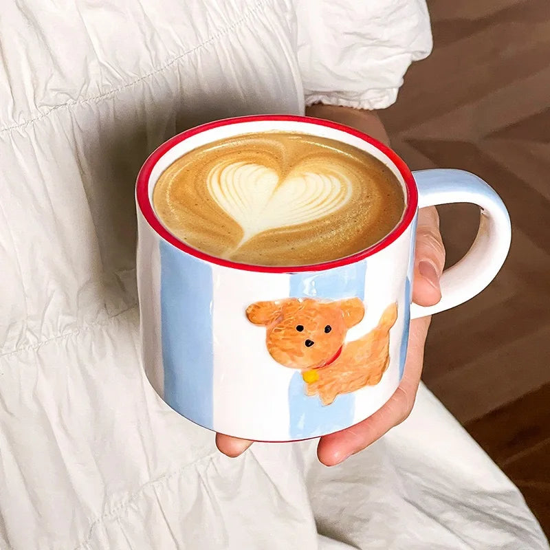 Cartoon Dog Ceramic Mug Animal Shape Kids Breakfast Milk Mugs Coffee Cup Kawaii Cups Birthday Gift Cup Tumbler
