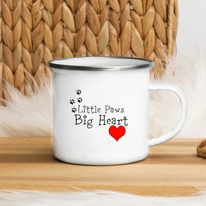 I Love My Dog Printed Enamel Cups Creative Coffee Tea Mug Drinks Dessert Breakfast Milk Cup Cut Mugs Handle Drinkware Best Gifts