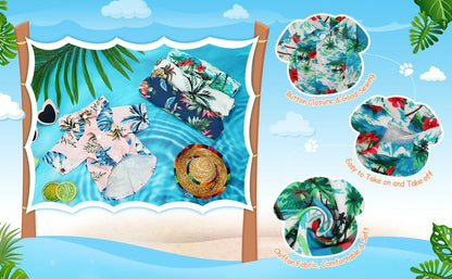 Hawaii Dog Shirt Colorful Flower Printed T-Shirt Breathable Cool Shirt Summer Beach Style Dog Clothes Medium and Large Dog Boys