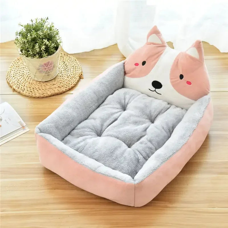 Cute Cartoon Pet Beds for Small Medium Dogs Winter Warm Puppy Cat Sofa Bed Washable Chihuahua Bulldog Kennel Mascotas Supplies