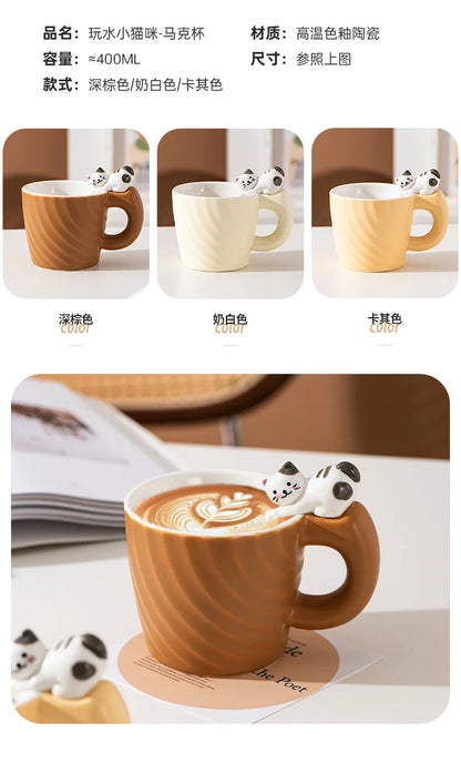 Ceramic Mug Creative Cartoon Cat Cute Cup Children's Milk Breakfast Home Office Coffee Mug Gift Frends Drinkware Tea Cup