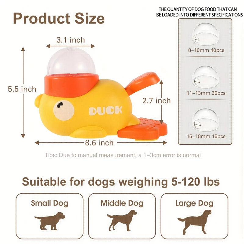 1PCS 2In1 Dog Cat Interactive  Treat Puzzle Toy  Slow Feeder Duck Shape  IQ Training Aid For Small Medium Pets Reduces Bloating