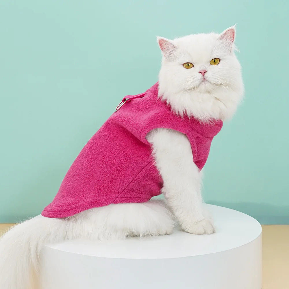 Pet Fleece Vest with Soft and Warm Fleece Sleeveless Design Unconstrained Forelimbs Autumn and Winter Warm Pet Clothing