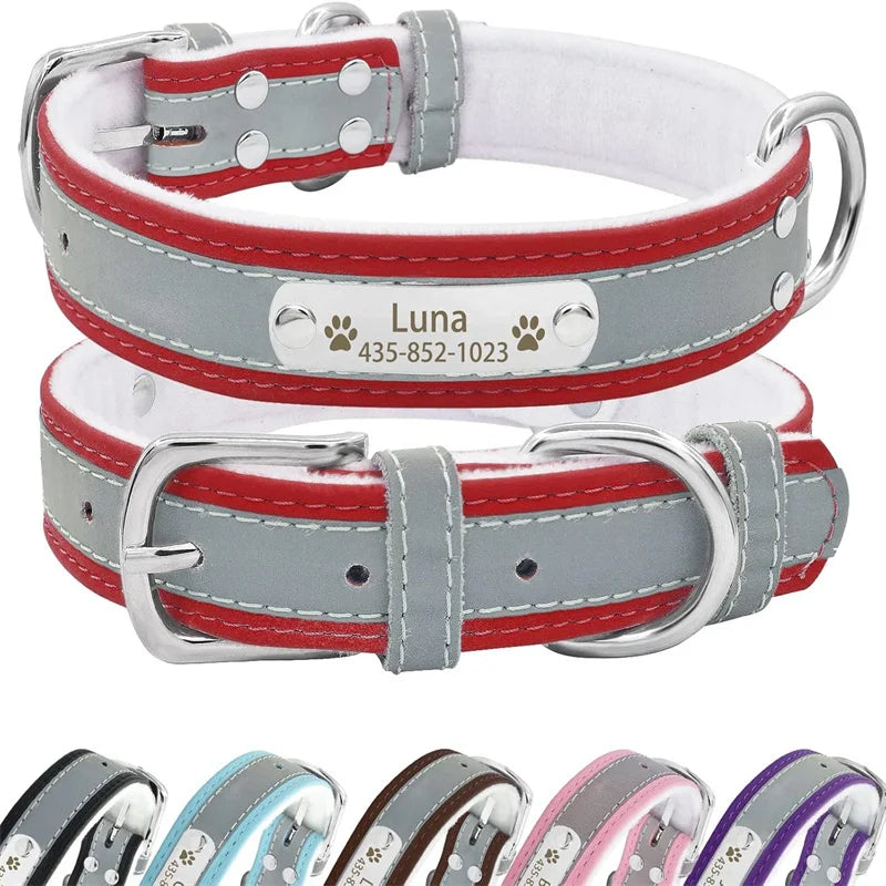 the GLOWGUARD PERSONALIZED COLLAR - Customized Reflective Dog Collar, Name Carved ID Anti-Lost Microfiber Collar for Small/Medium/Large Dogs, Puppy/Cat/Pet Supplies