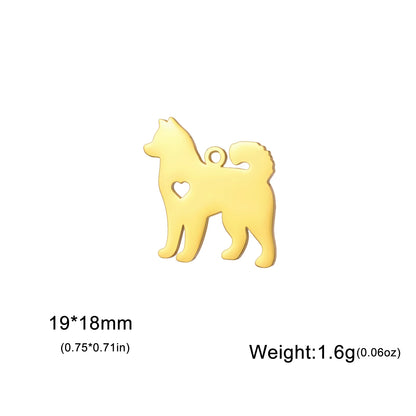5 pieces/batch Cute Sausage Dog Wolf Pendant Stainless Steel DIY Earrings Bracelet Jewelry Fashion Jewelry Making