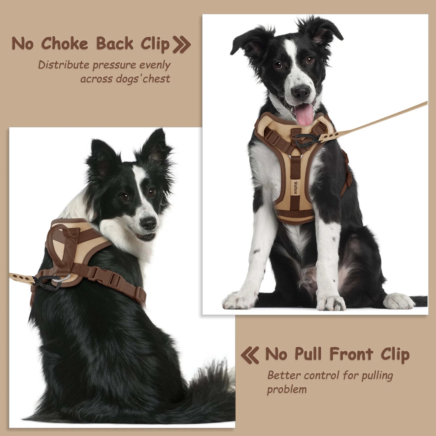 New Chocolate color luxury Dog Harness no pull for large Small dogs Adjustable Chest Strap dog harness personalized