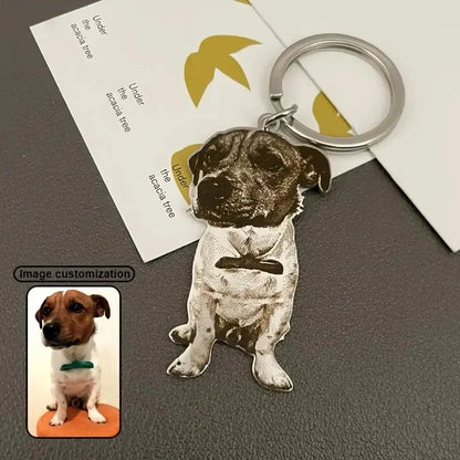 Customized Pet Photo Keychain Personalized Picture Keyring Engrave Pet Portrait Keychain Unique Pet Memorial Gift For Pet Lovers