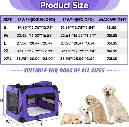 Medium Large Capacity Pet Car Crate Portable Carrier Zipper Closure Breathable Nest for Dogs Folding Dog Cage for Car