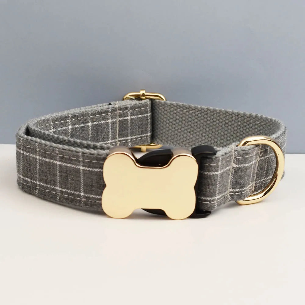 the CUSTOMCREST PLAID COLLAR - Custom Design Logo Plaid Dog Collar, High Quality Cotton Pet Accessories, Personalized, Lead Your Dog - Stand Out in Style