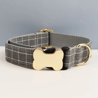 the CUSTOMCREST PLAID COLLAR - Custom Design Logo Plaid Dog Collar, High Quality Cotton Pet Accessories, Personalized, Lead Your Dog - Stand Out in Style