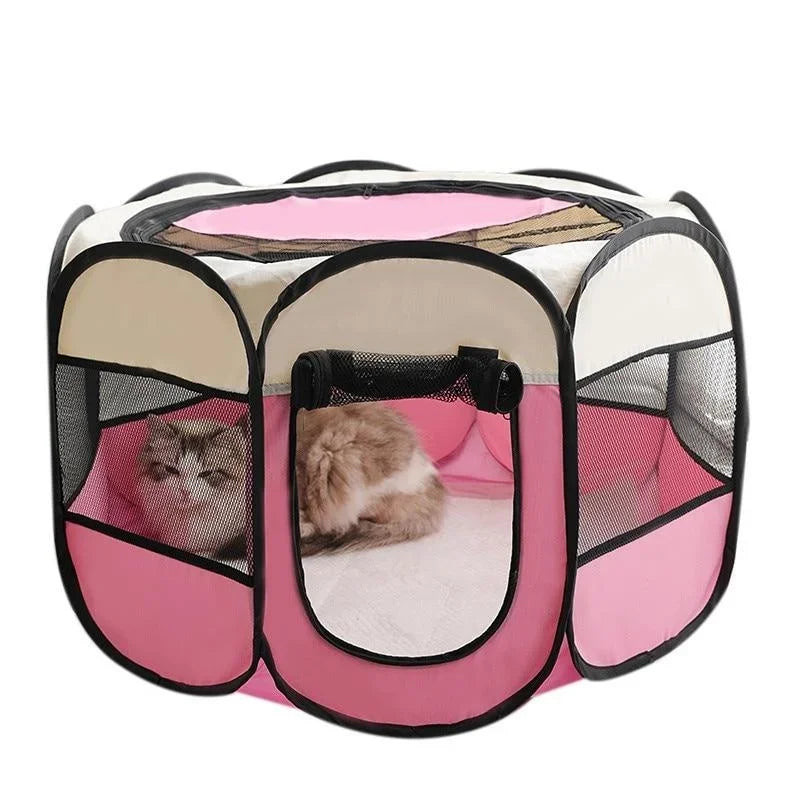 the DOGGY PLAYPEN - Portable Foldable Pet Tent Kennel, Octagonal Fence Puppy Shelter, Easy to Use Outdoor Easy Operation Large Dog Cages, Cat Fences