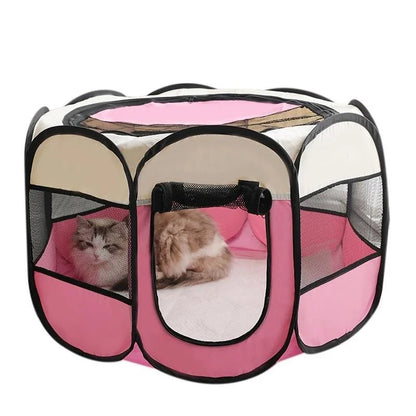 the DOGGY PLAYPEN - Portable Foldable Pet Tent Kennel, Octagonal Fence Puppy Shelter, Easy to Use Outdoor Easy Operation Large Dog Cages, Cat Fences