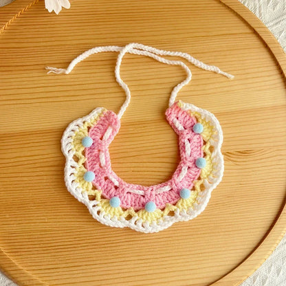 the CROCHET CANINE - Pet Dog/Cat Birthday Hat, Pet Party Dress Up, Photo Decoration, Dog Neck Cute Handmade Set, Dog Accessories for Small Dogs/Puppy