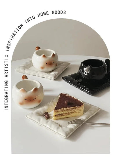 Cute Ceramic Cup Creative Siamese Cat Shaped Mug Coffee Cups Office Milk Cup Household Drinking Utensil Funny Birthday Gift